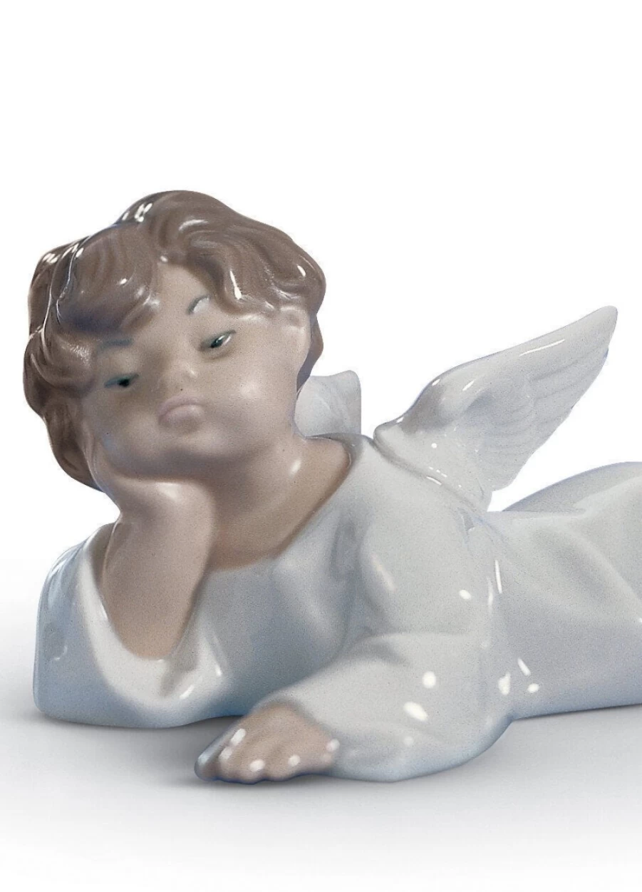 Lladró Angel Laying Down Porcelain Figurine - Elegant Collectible Home Decor
