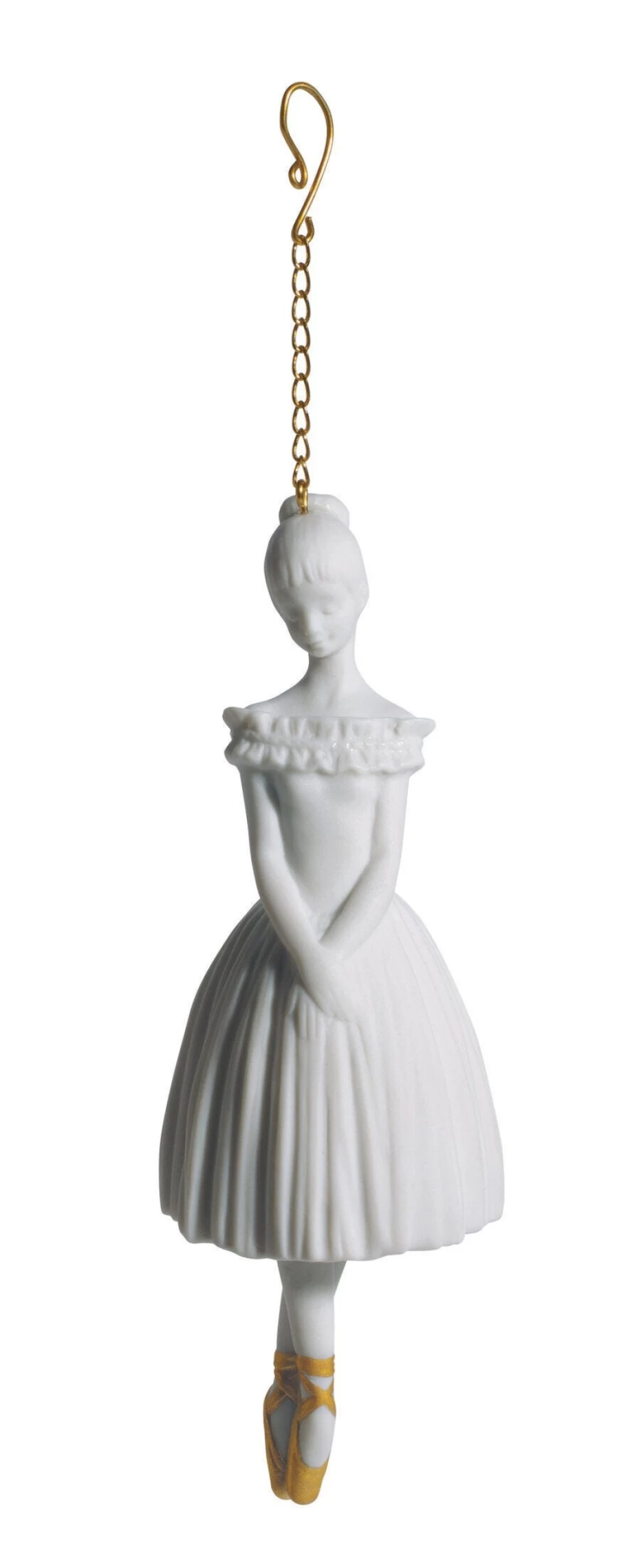 Lladró Golden Ballerina Christmas Ornament - Handcrafted Porcelain Holiday Decoration