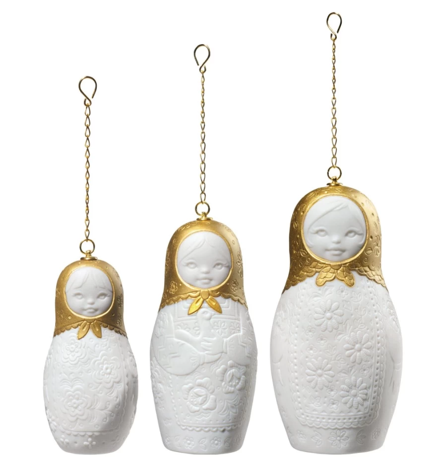 Lladró Golden Lustre Matrioskas Christmas Ornament - Handcrafted Porcelain Decor