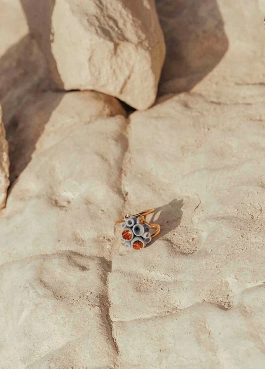 Lladró Coral Blue Reef Sterling Silver Ring – Elegant Ocean-Inspired Jewelry