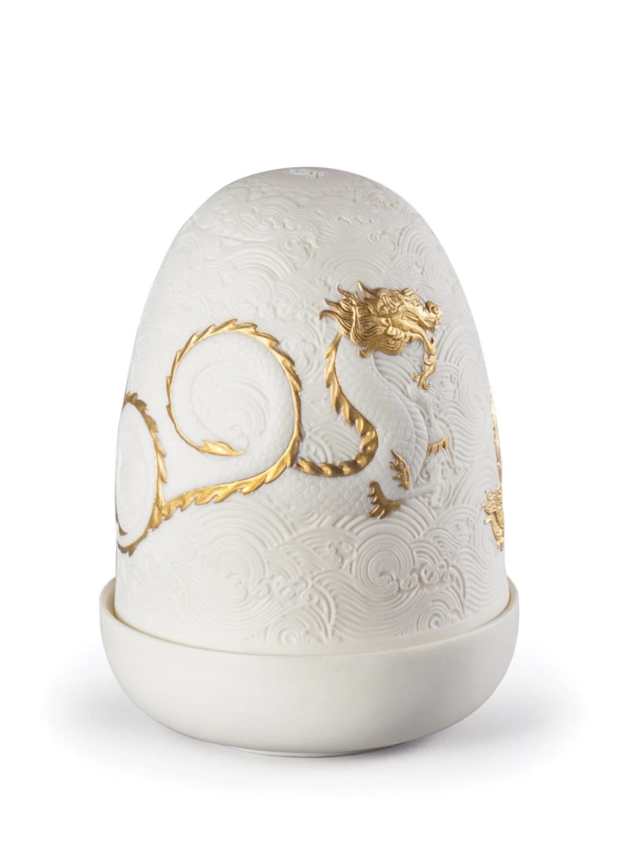 Lladró Dragons Dome Table Lamp – Handcrafted Ceramic Dragon Figurine Lamp for Home Decor