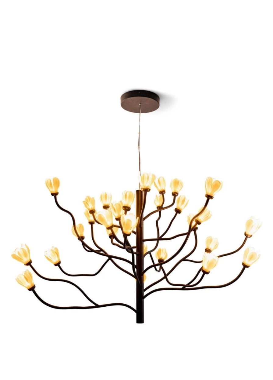Lladró Mokuren Floral Chandelier - Elegant Porcelain Ceiling Light for Luxury Home Decor
