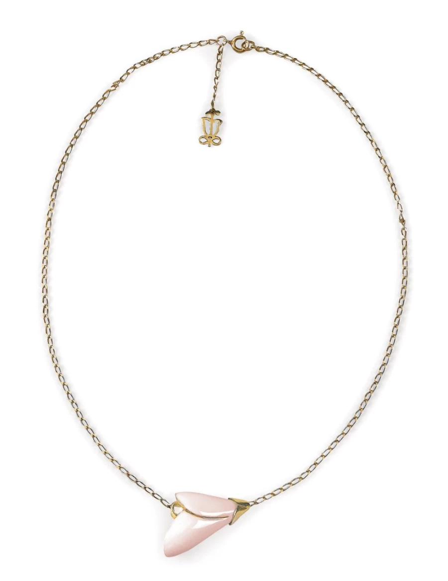 Lladró Heliconia Pink Porcelain Pendant - Handcrafted Floral Jewelry