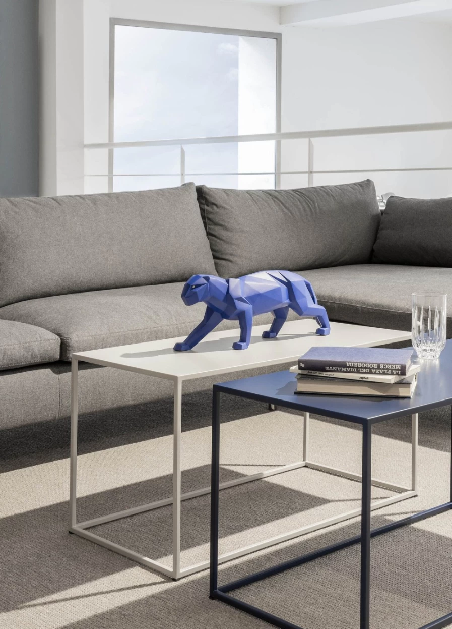 "Lladró Blue Matte Panther Figurine – Collectible Porcelain Sculpture"