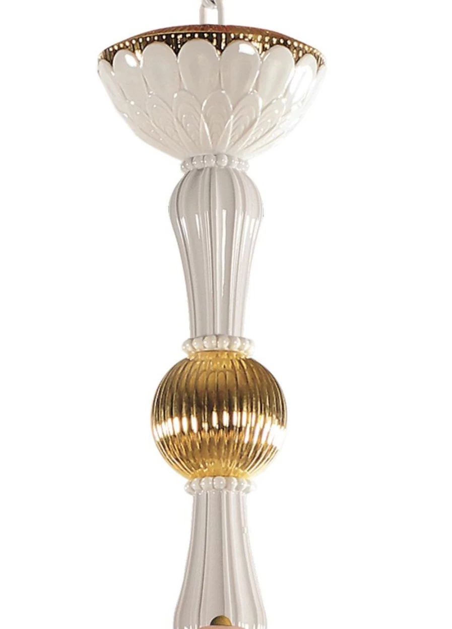 Lladró Golden 16-Light Chandelier - Medium Flat Ivy And Seed Design for Elegant Lighting