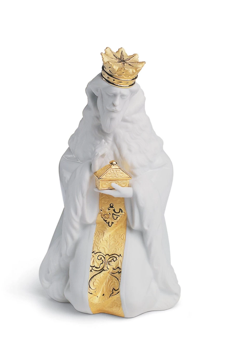 Lladró Golden King Gaspar Nativity Figurine – Handcrafted Porcelain Christmas Decoration