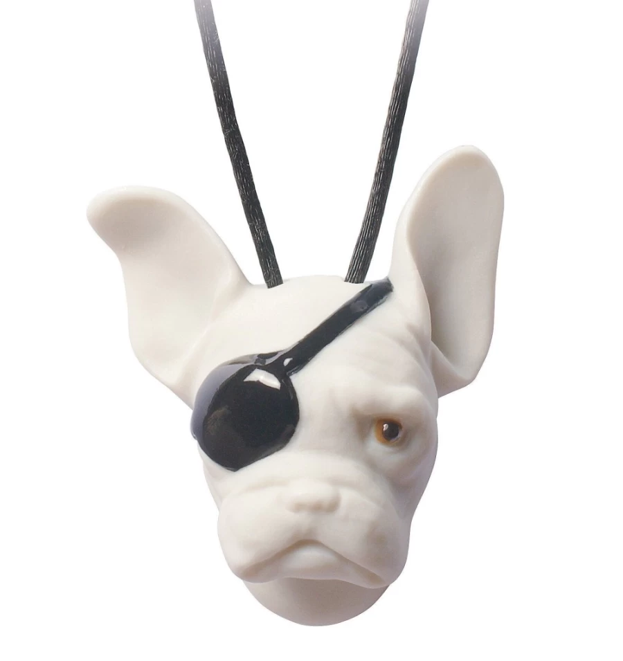 Lladró Corsair Bulldog Pendant - Handcrafted Porcelain Dog Jewelry