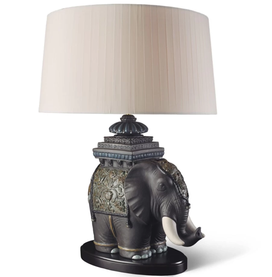 Lladró Siamese Elephant Table Lamp – Handcrafted Ceramic Light for Home Decor