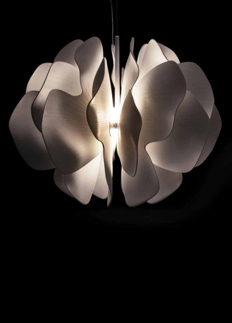 Lladró White Nightbloom Hanging Lamp 60cm | Elegant Ceiling Light Fixture