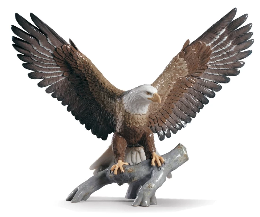 "Lladró Freedom Eagle Sculpture – Handcrafted Porcelain Eagle Statue Collectible Art"