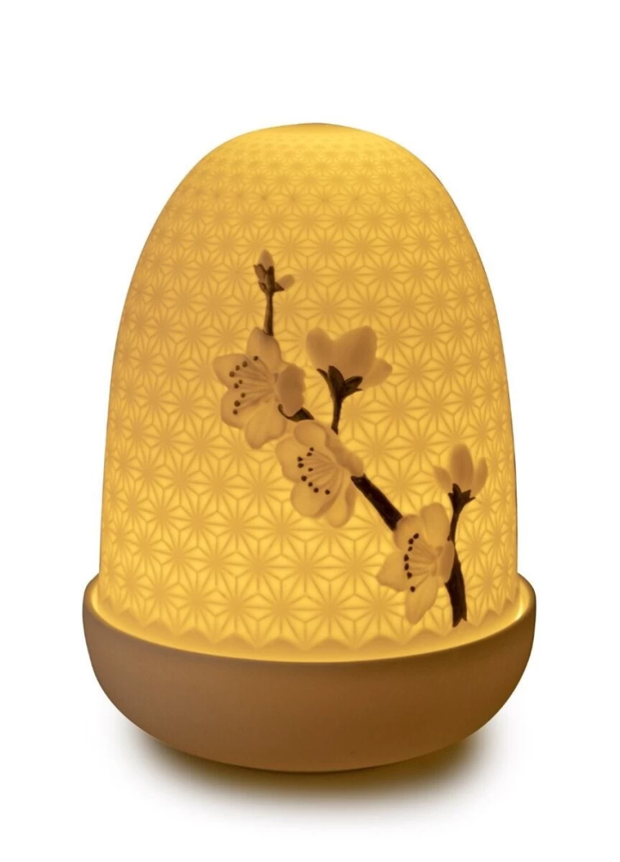 Lladró Cherry Blossoms Dome Table Lamp - Handcrafted Ceramic Floral Night Light for Home Decor
