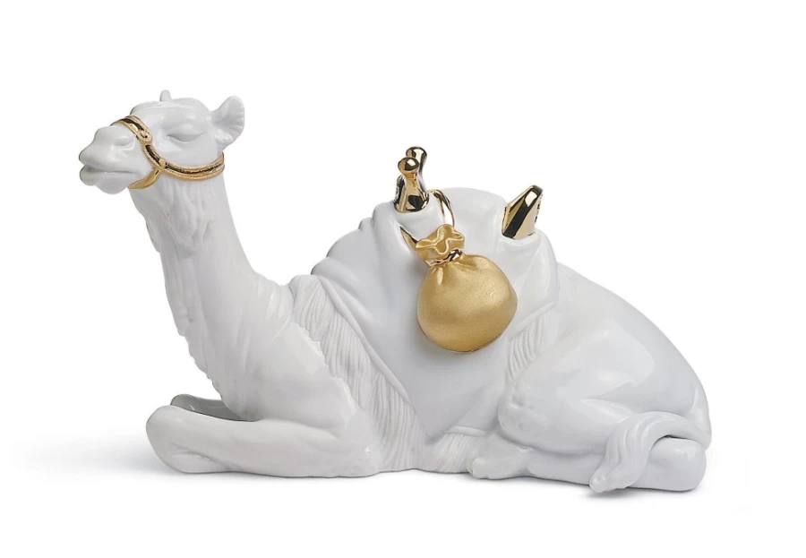 Lladró Golden Lustre Camel Nativity Figurine - Handcrafted Christmas Decor