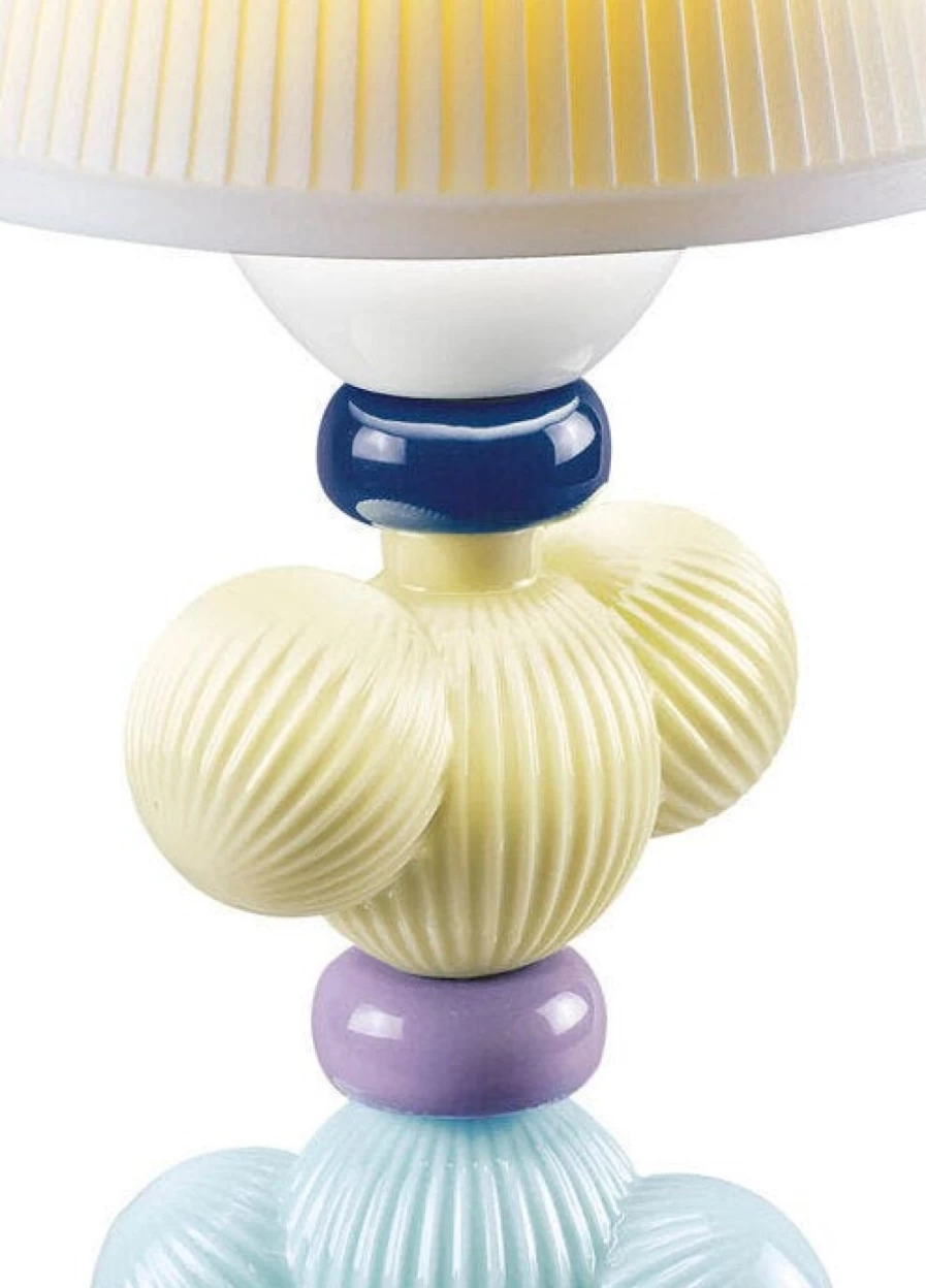 Lladró Cactus Firefly Table Lamp - Handcrafted Yellow and Blue Ceramic Night Light