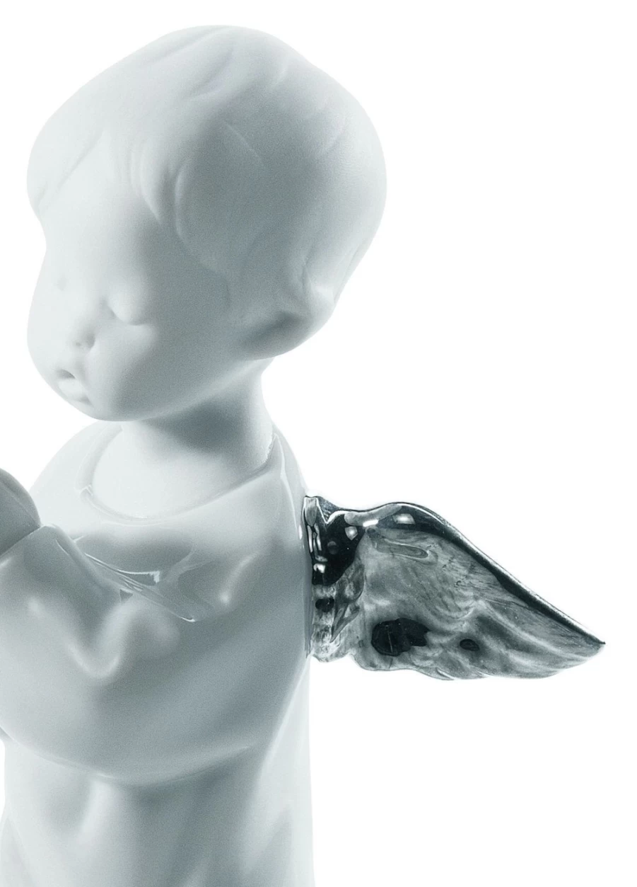 Lladró Silver Lustre Praying Angel Figurine - Elegant Collectible Statue