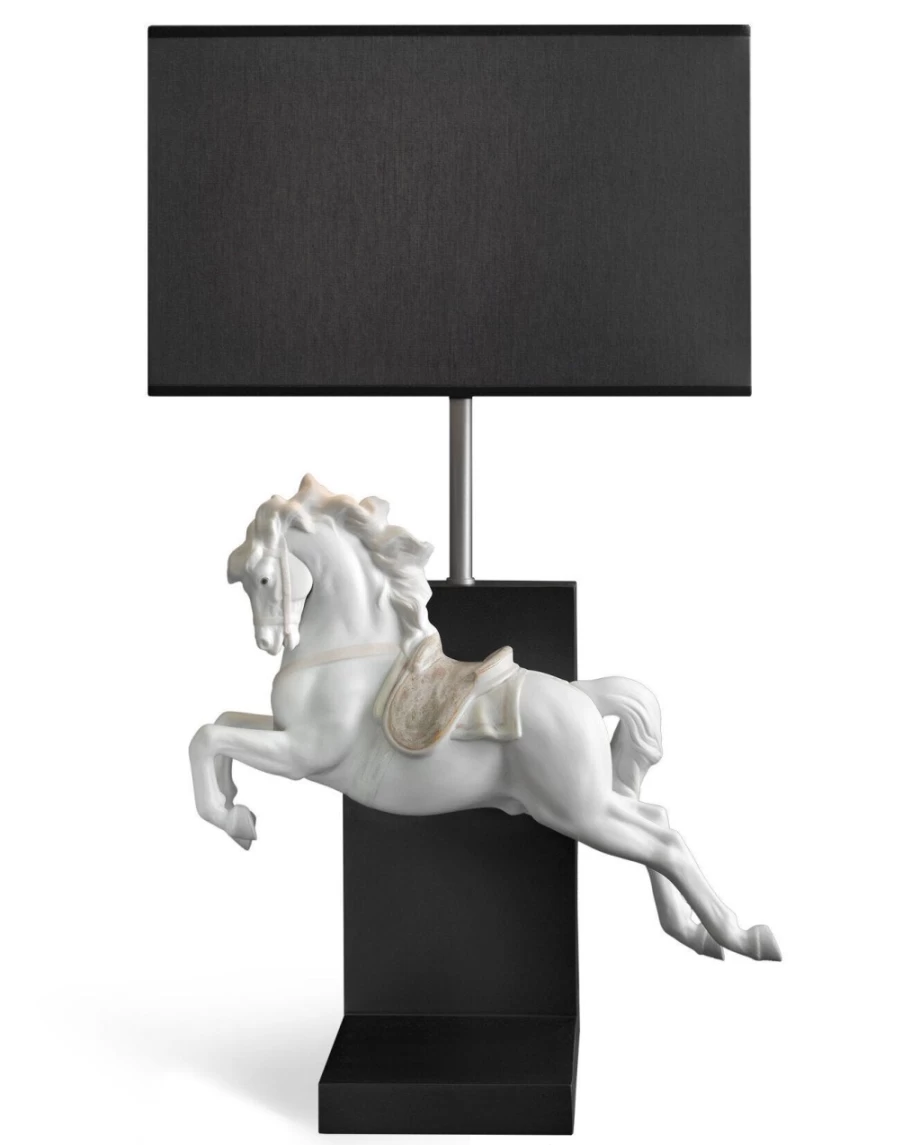 Lladró Horse On Pirouette Table Lamp - Elegant Equestrian Decor for Home & Office