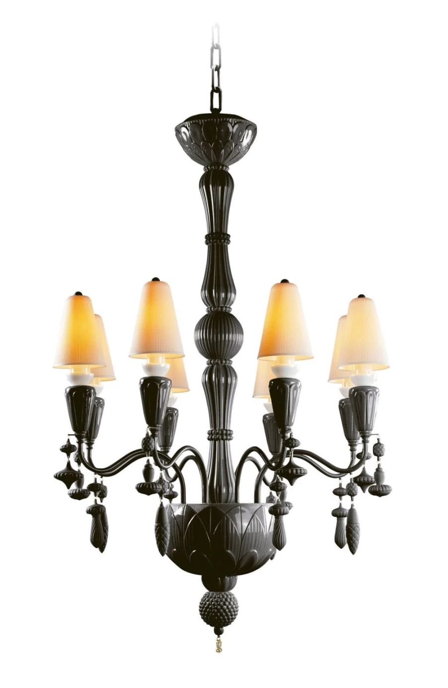 Lladró Absolute Black 8-Light Chandelier – Ivy And Seed Design for Elegant Lighting