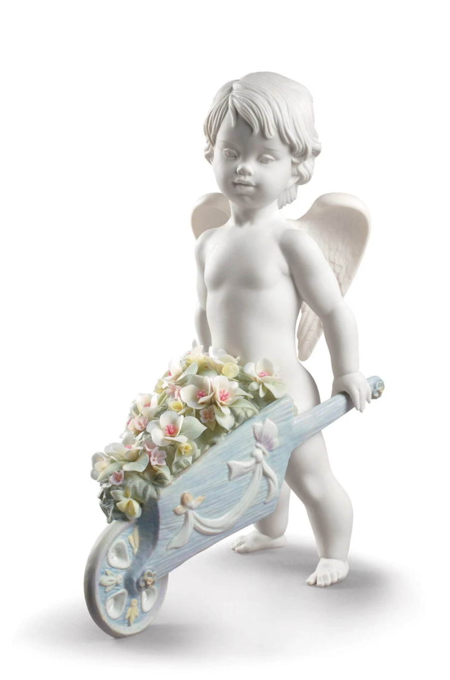 Lladró Celestial Angel Figurine with Floral Details - Handcrafted Porcelain Collectible