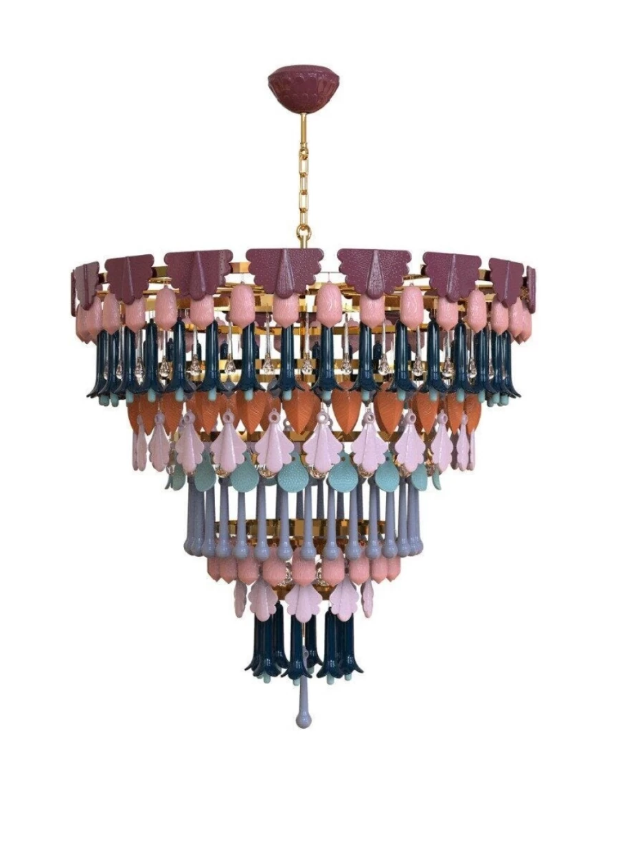 Lladró Seasons Fall Chandelier – 100cm Elegant Handcrafted Porcelain Ceiling Light
