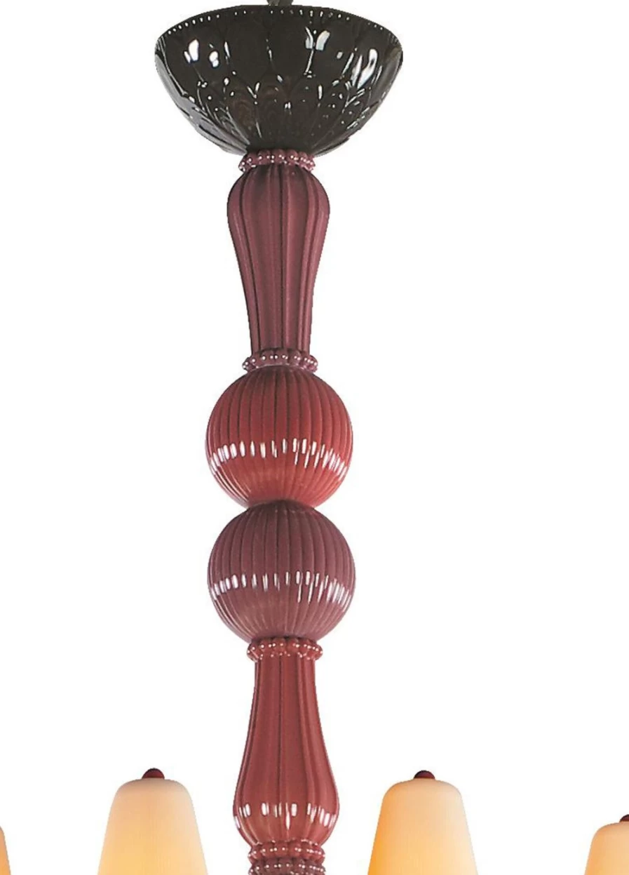 Lladró Ivy And Seed 32-Light Chandelier - Large Red Coral Crystal Ceiling Light Fixture