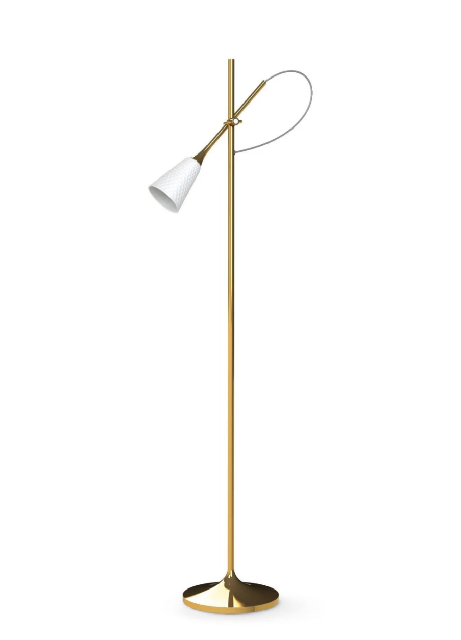 Lladró Gold Floor Reading Lamp – Modern Adjustable Standing Light for Living Room & Study