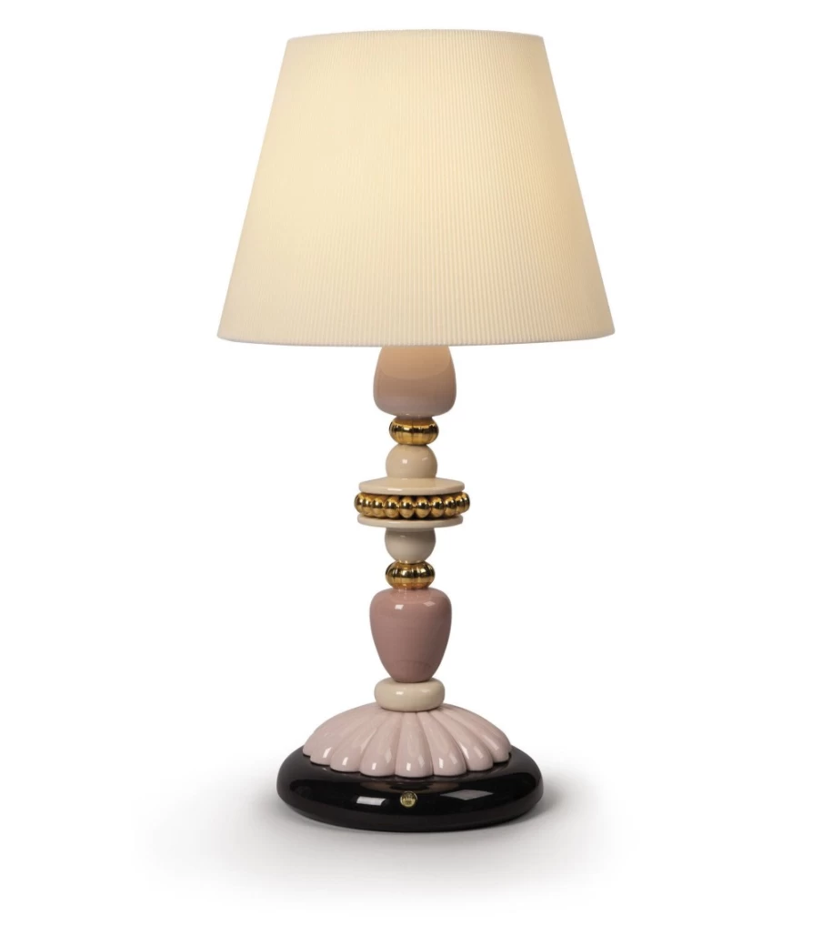 Lladró Firefly Table Lamp in Pink with Golden Luster – Elegant Home Decor (US)