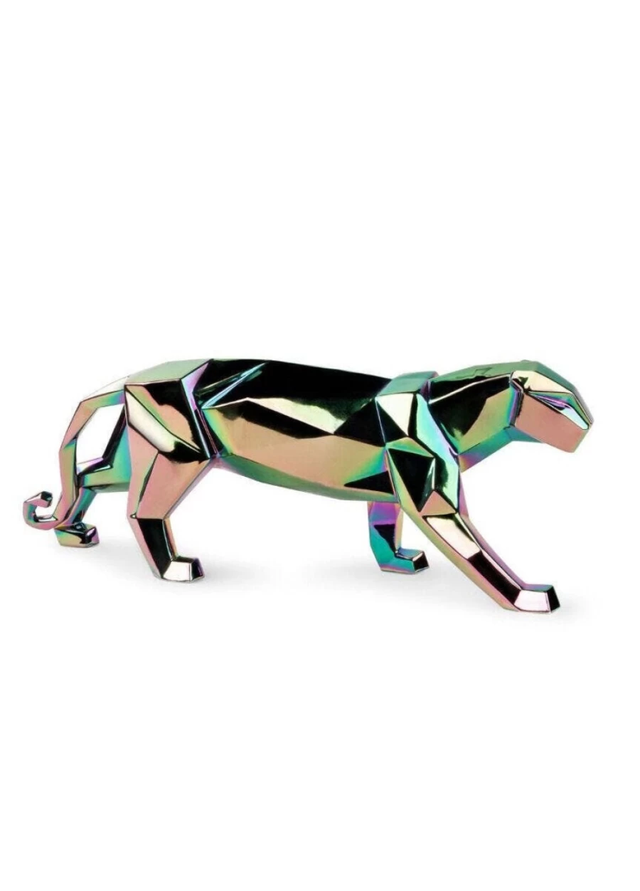 Lladró Iridescent Panther Sculpture – Handcrafted Collectible Art Figurine