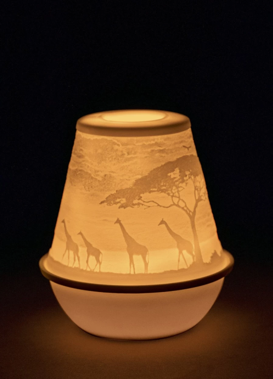 Lladró African Savannah Lithophane Art Piece - Handcrafted Porcelain Decor