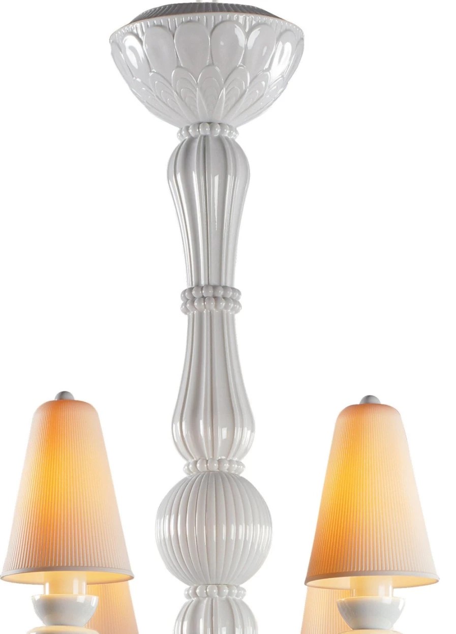 Lladró White Ivy And Seed 8-Light Chandelier – Elegant Crystal Ceiling Lighting for Dining Room