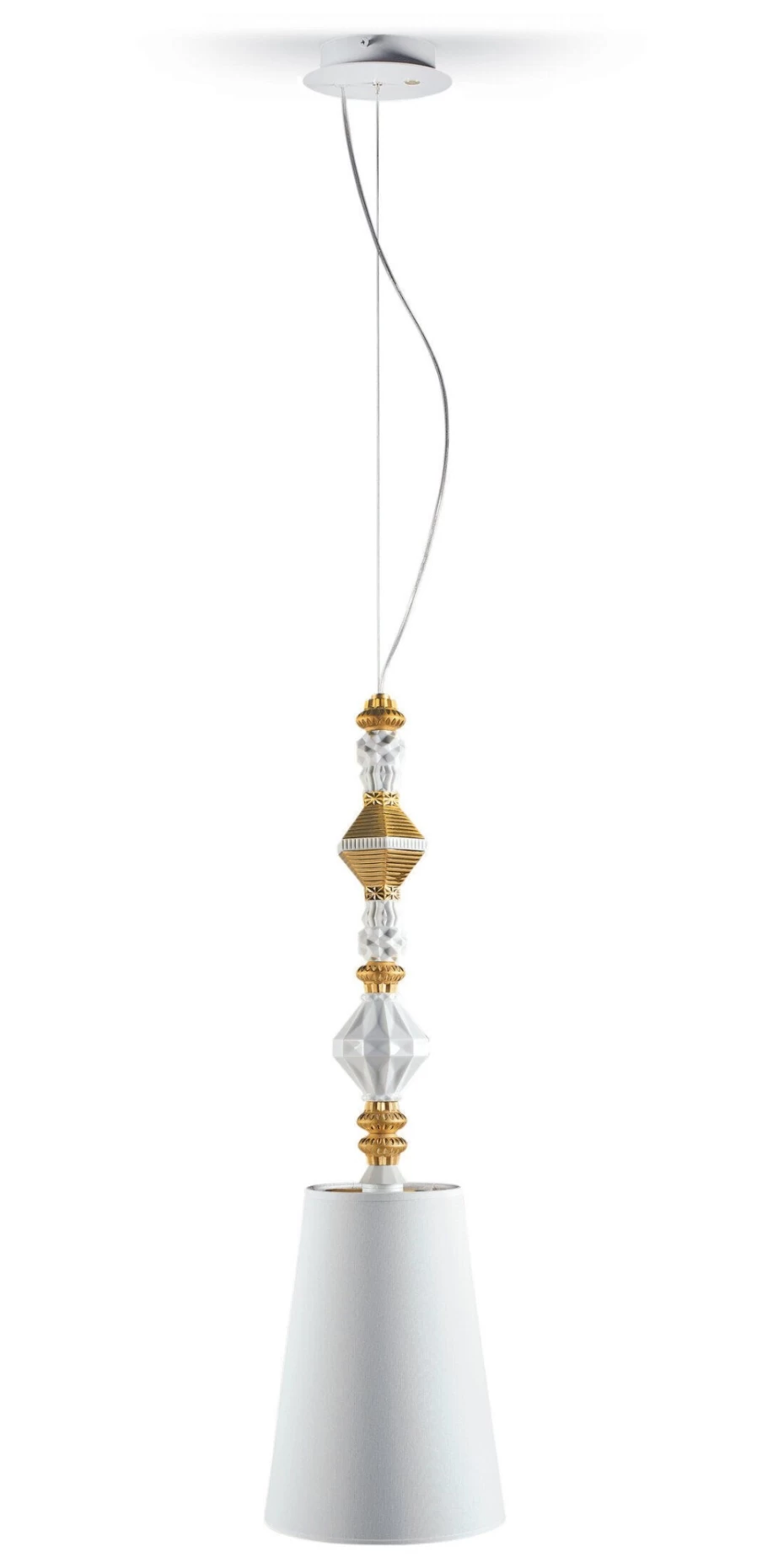 Lladró Belle De Nuit Golden Ceiling Lamp II - Elegant Crystal Chandelier for Luxury Home Decor
