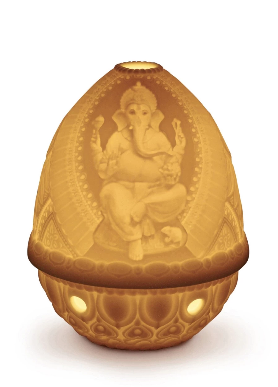 "Lladró Lord Ganesha Lithophane Night Light - Handcrafted Resin Art Piece"