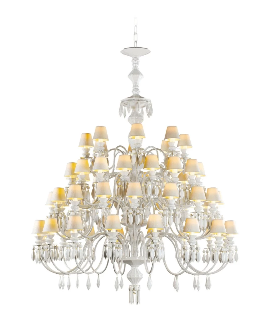 Lladró Belle De Nuit 56-Light Crystal Chandelier in White | Elegant Ceiling Lighting Fixture