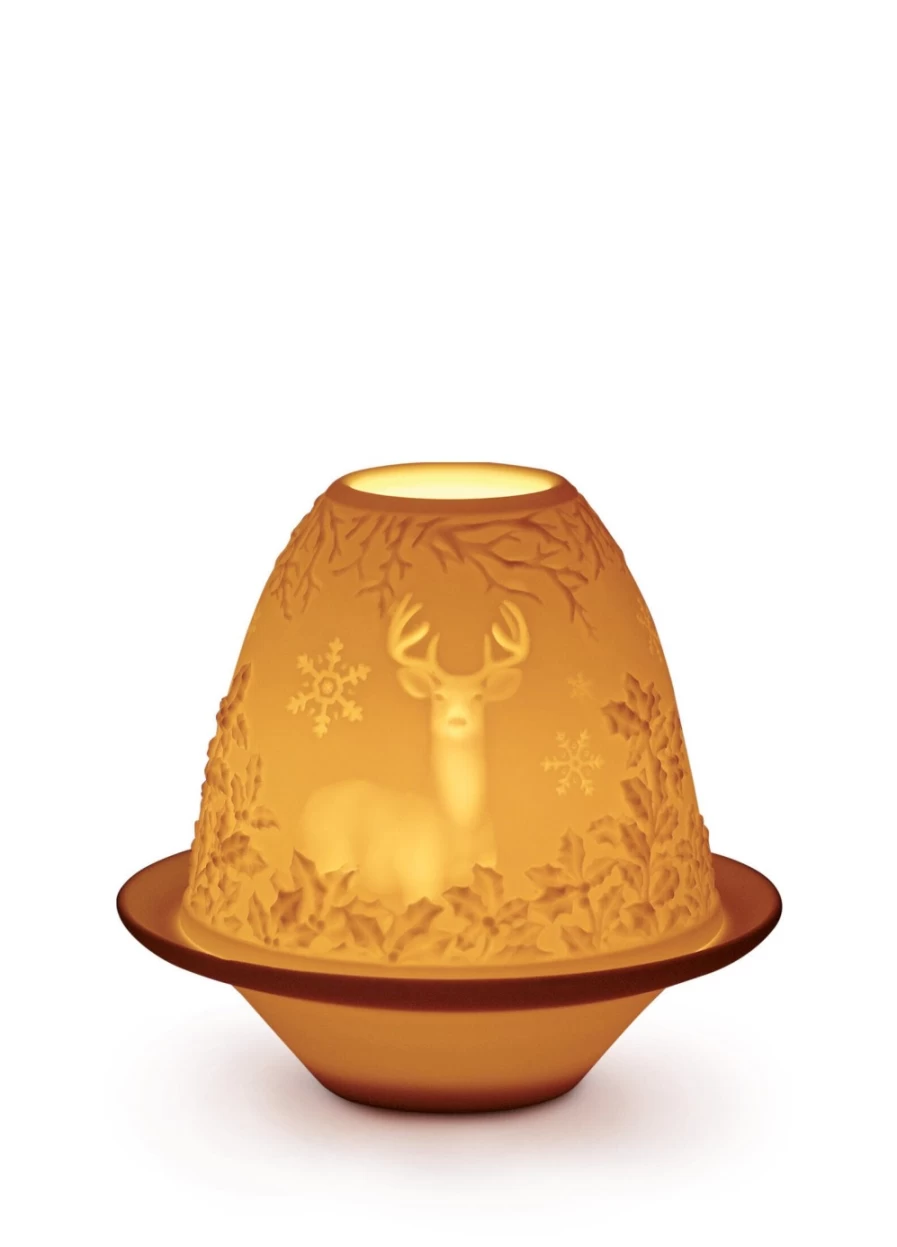 "Lladró Deer Lithophane Decorative Plate – Handcrafted Porcelain Art"