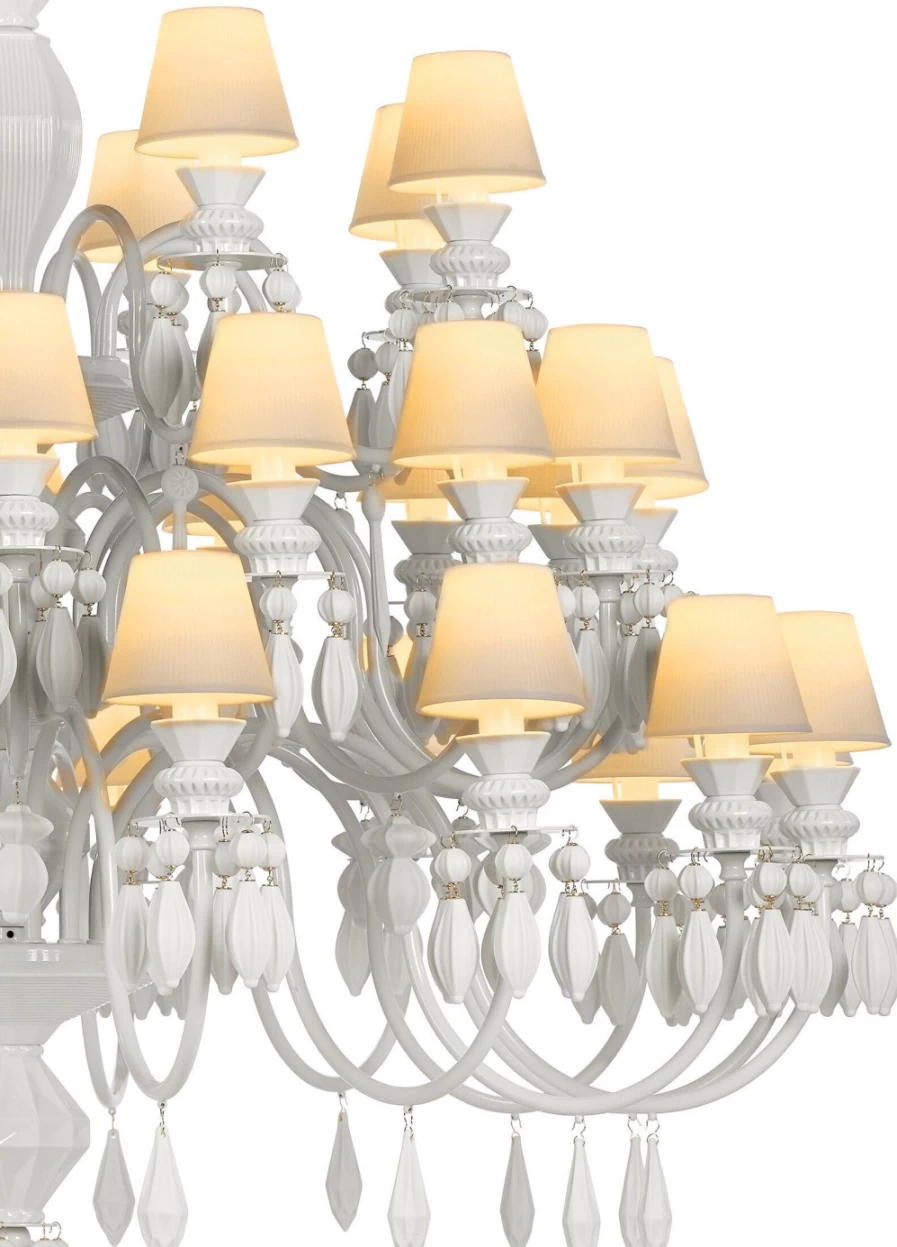 Lladró Belle De Nuit 40-Light Crystal Chandelier in White | Elegant Modern Lighting Fixture