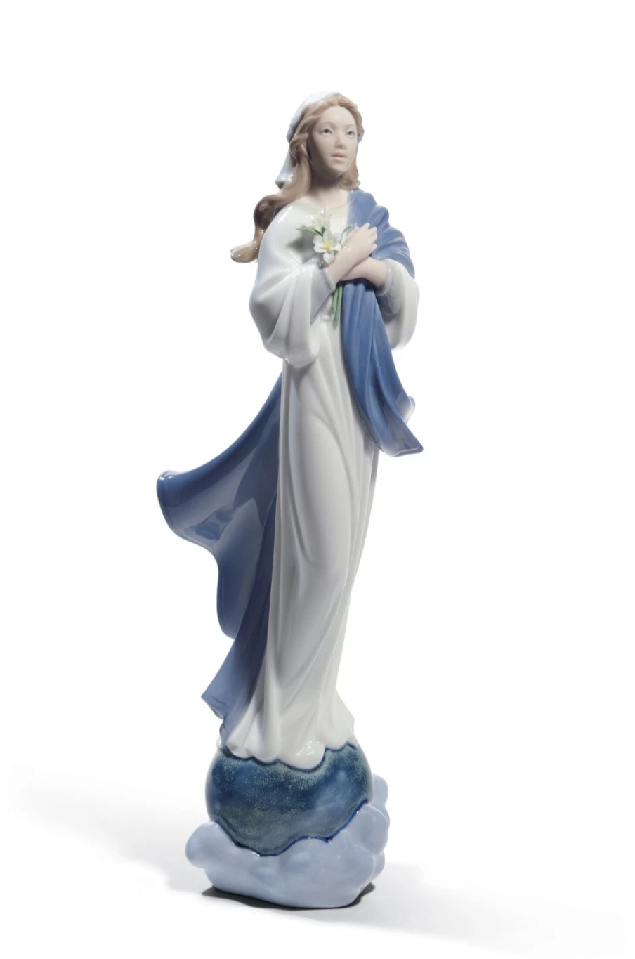 "Lladró Blessed Virgin Mary Porcelain Figurine – Handcrafted Religious Collectible"