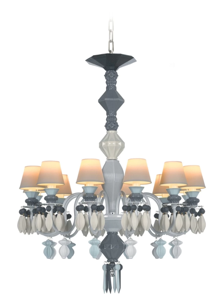 Lladró Belle De Nuit 12-Light Black Chandelier – Elegant Ceiling Lighting for Dining Room