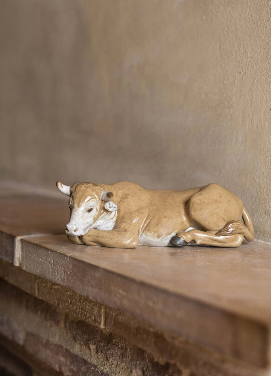 Lladró Ox Nativity Figurine - Handcrafted Gres Porcelain Christmas Creche Statue
