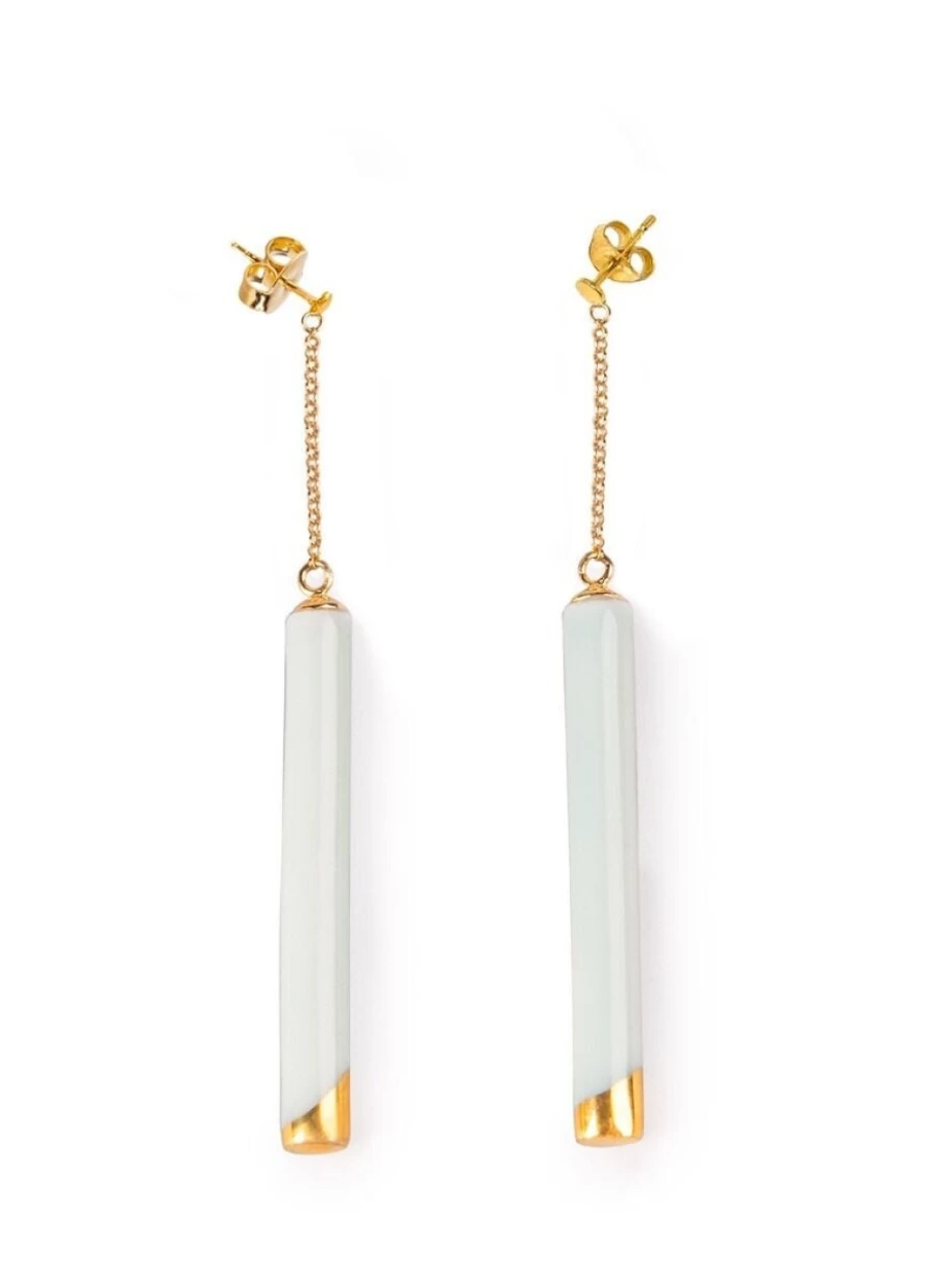 "Lladró Twiggy Elegant Long Drop Earrings – Handcrafted Spanish Ceramic Jewelry"