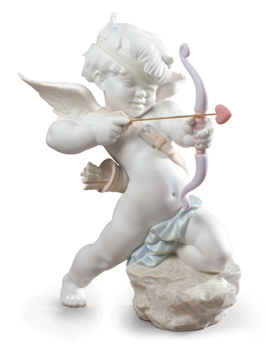 Lladró Straight To The Heart Cupid Angel Porcelain Figurine Collectible
