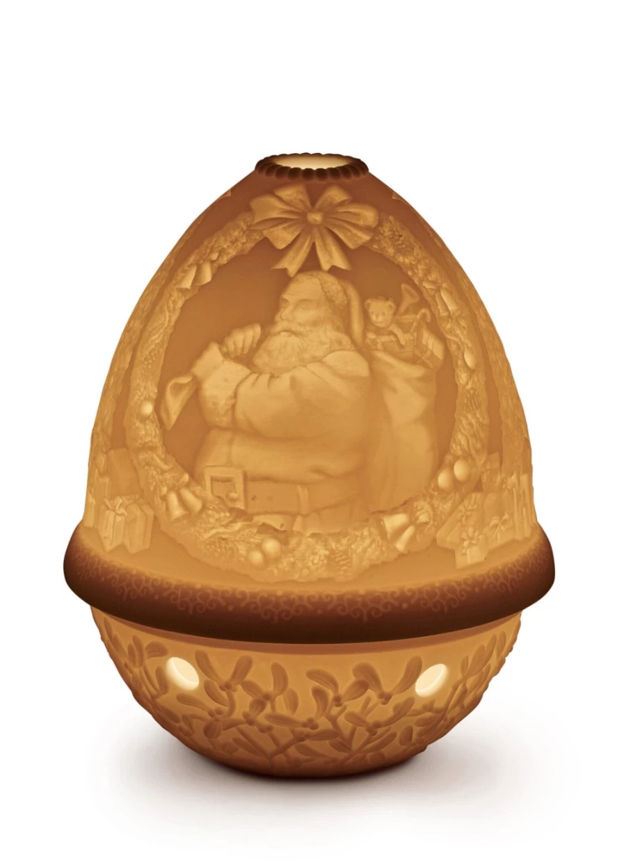 "Lladró Santa Claus Lithophane Night Light - Handcrafted Porcelain Christmas Decor"