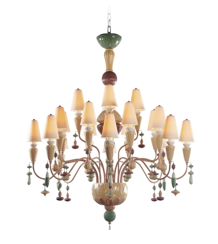 Lladró Medium Ivy And Seed 20-Light Chandelier with Spices Design