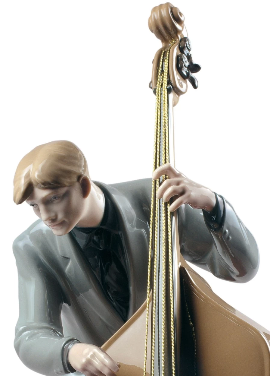 Lladró Jazz Bassist Porcelain Figurine – Handcrafted Musical Sculpture Collectible