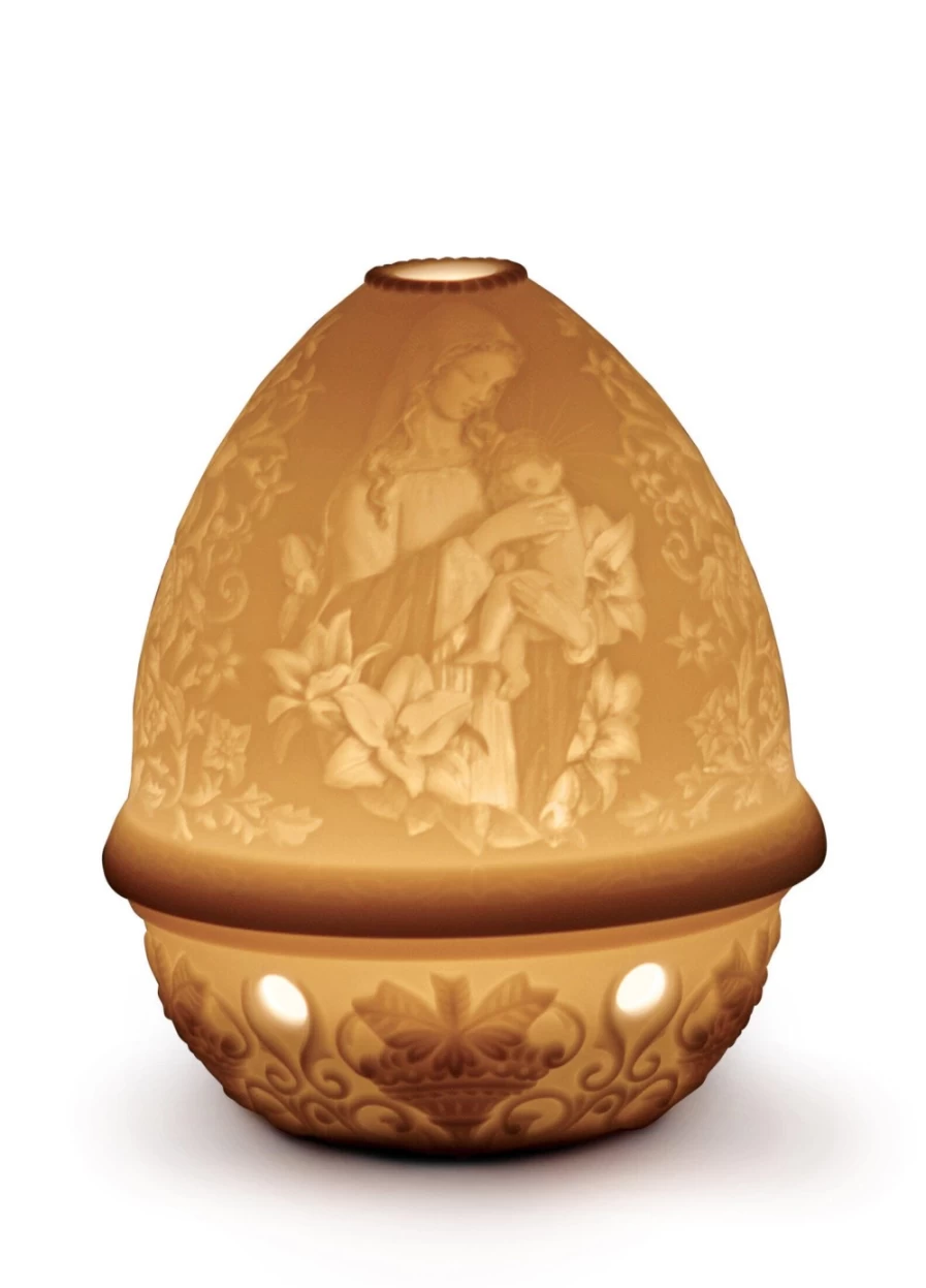"Lladró Madonna Of The Flowers Lithophane Porcelain Collectible Figurine"