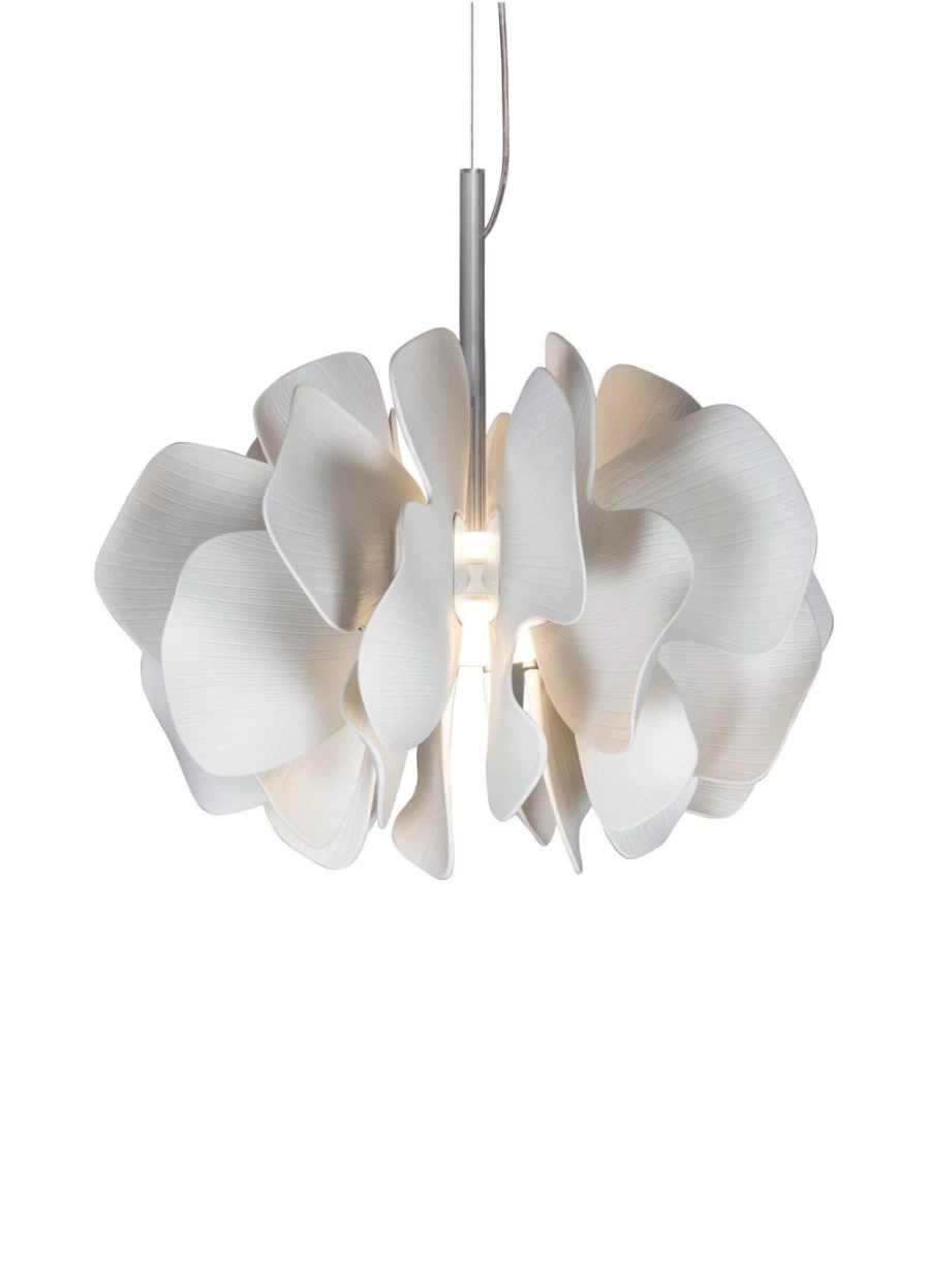 Lladró Nightbloom 40cm White Porcelain Hanging Lamp – Elegant Ceiling Light for Home Decor