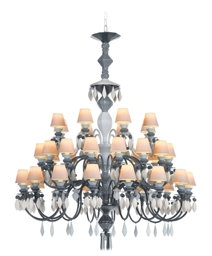 Lladró Belle De Nuit 40-Light Black Chandelier – Elegant Crystal Ceiling Light Fixture for Dining Room