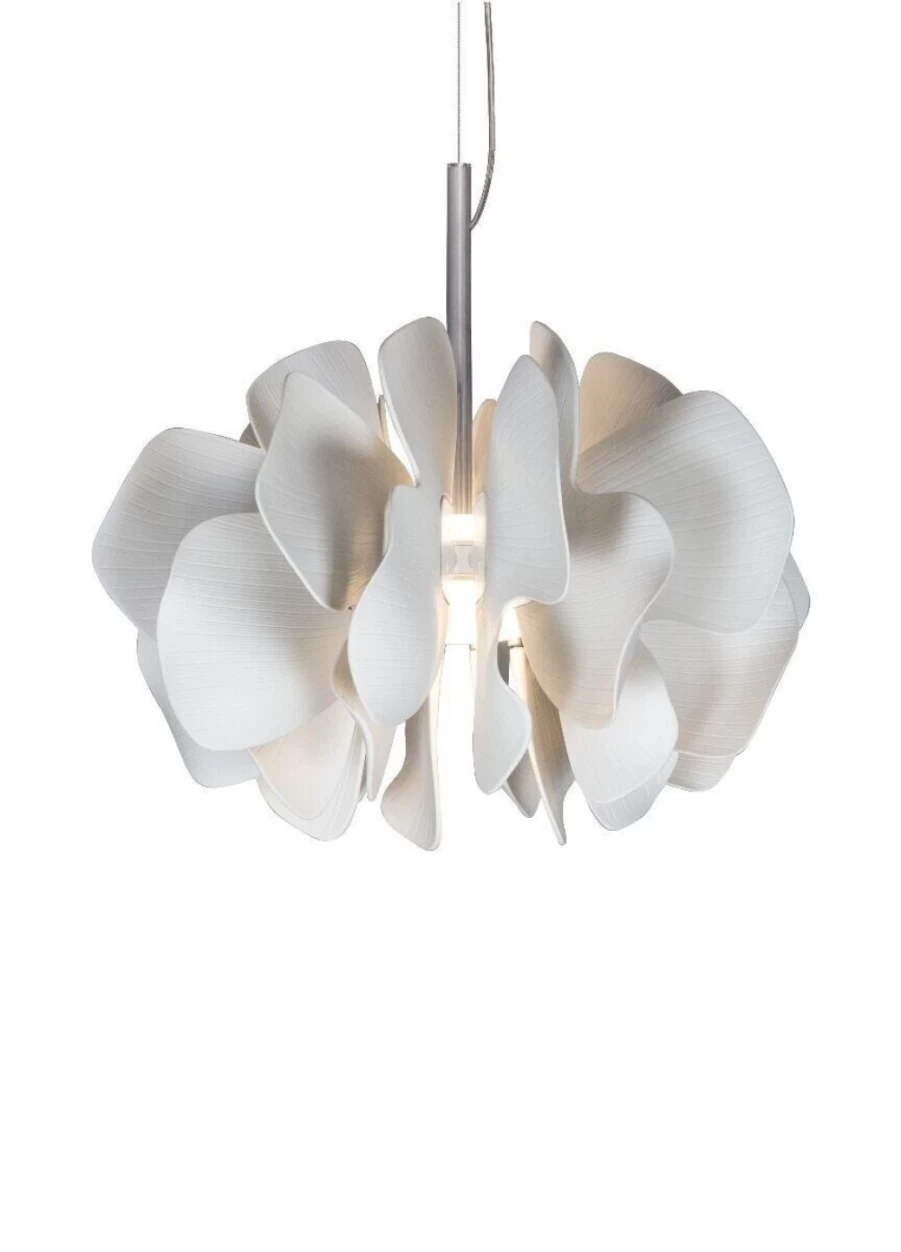 Lladró Nightbloom 40cm White Porcelain Hanging Lamp – Elegant Ceiling Light for Home Decor