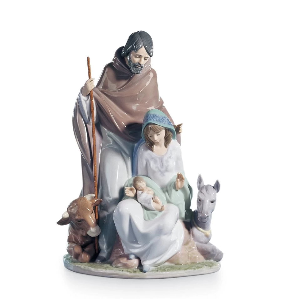 Lladró Joyful Nativity Scene Figurine - Handcrafted Porcelain Christmas Decoration