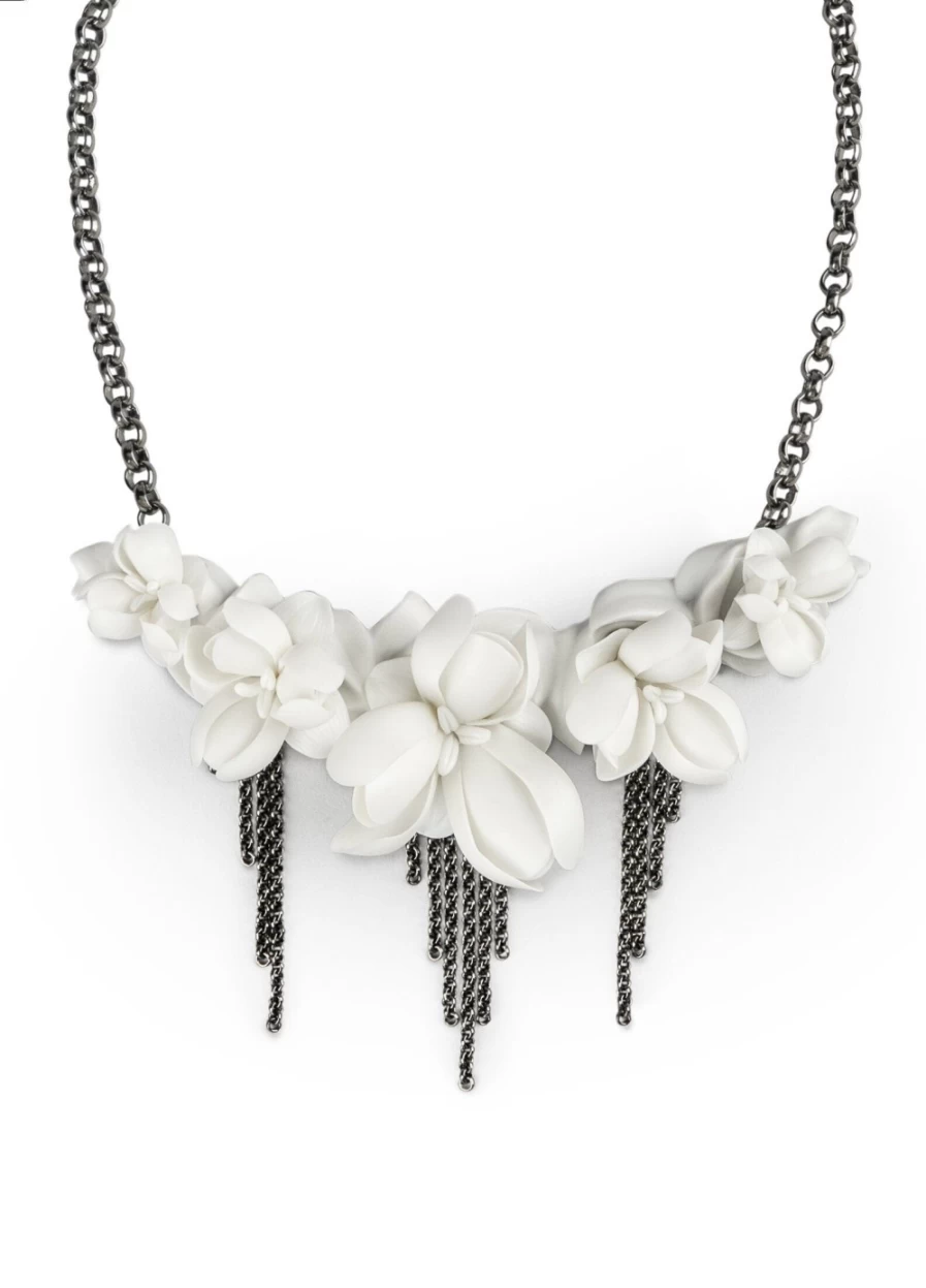 Lladró Exquisite Orchid Flower Pendant Necklace – Elegant Floral Jewelry Collection