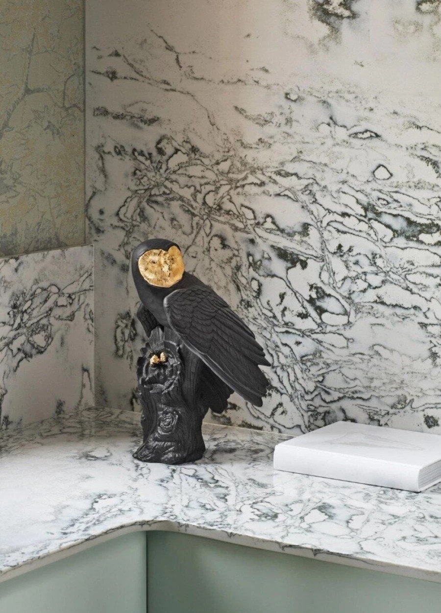 Lladró Limited Edition Black and Gold Owl Sculpture - Collectible Art Figurine