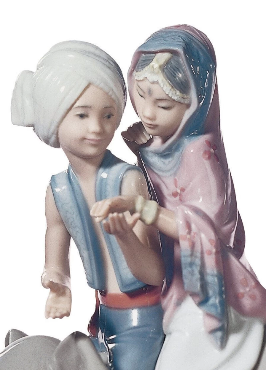 Lladró Hindu Children Figurine - Handcrafted Porcelain Collectible Statue