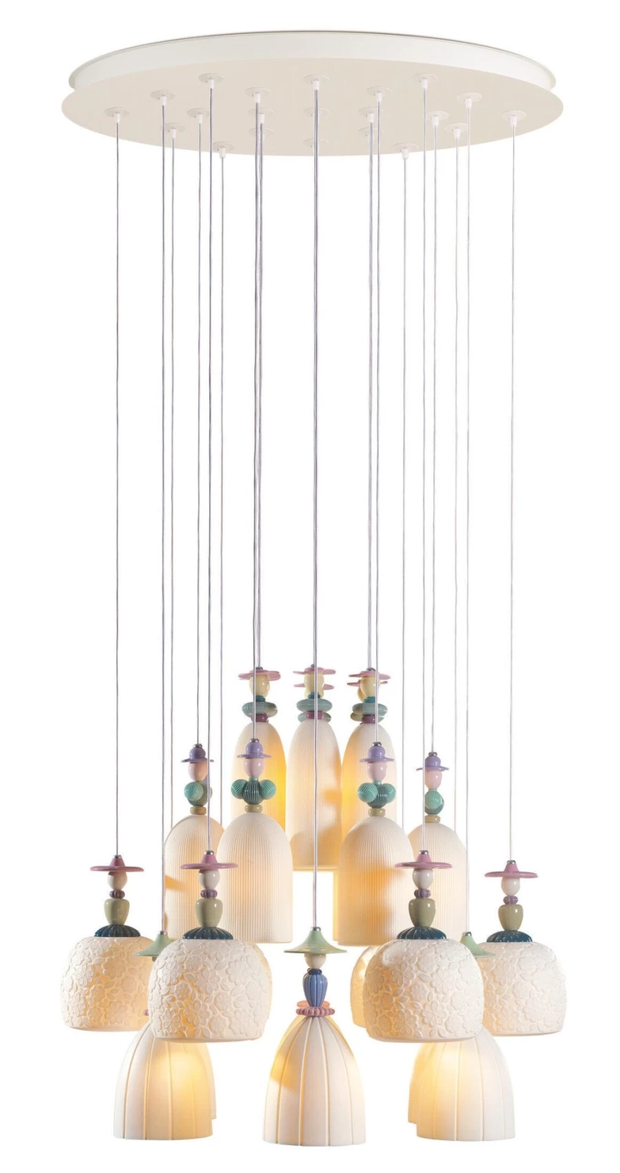 Lladró Mademoiselle 24-Light Blossom Chandelier – Elegant Floral Crystal Ceiling Light for Dining Room
